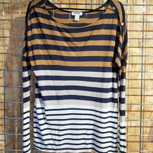 Striped Top: Brown & Navy