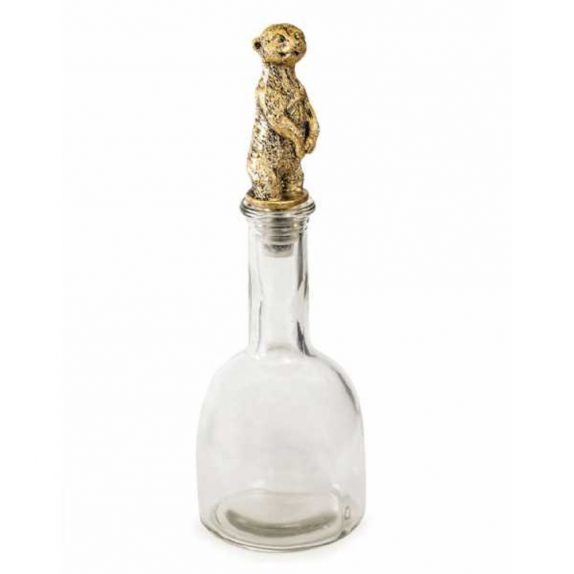 Glass Bottle With Gold Meerkat Stopper