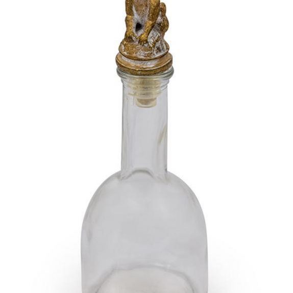 Glass Bottle With Gold Monkey Stopper