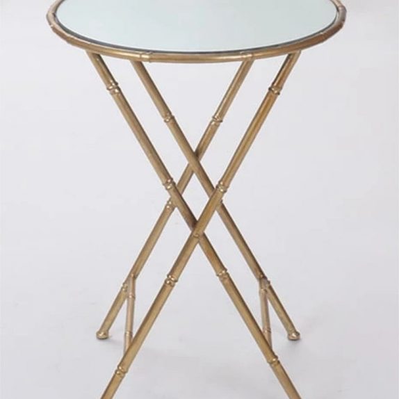 Antique gold/bronze leaf metal bamboo side table