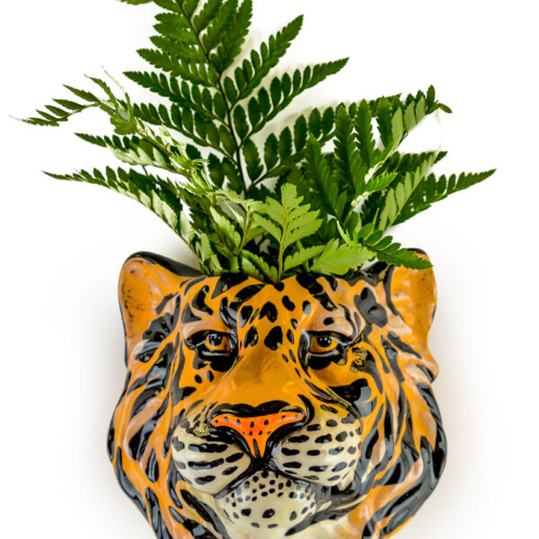Ceramic Tiger Head Wall Sconce Vase