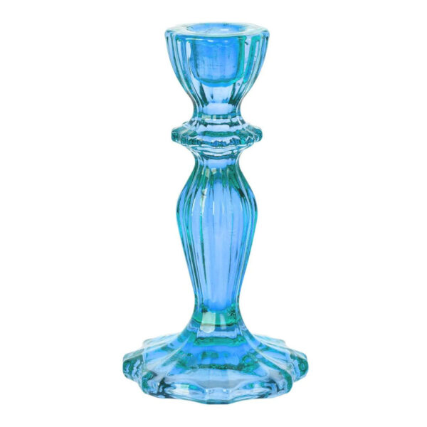 Glass Candlestick Holder – Blue