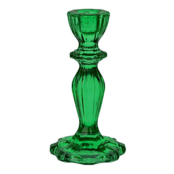 Glass Candlestick Holder – Dark Green