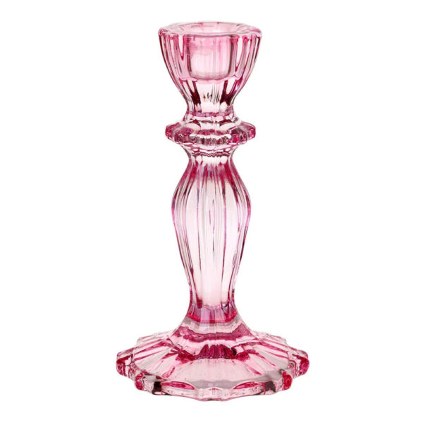 Glass Candlestick Holder – Pink
