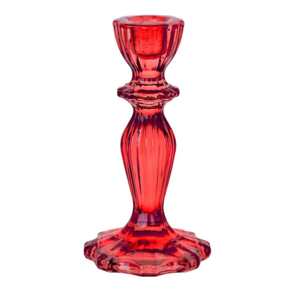 Glass Candlestick Holder – Red