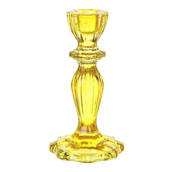 Glass Candlestick Holder – Yellow