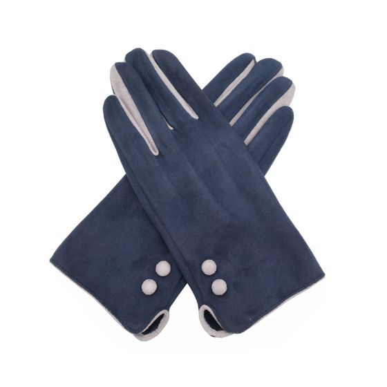 2 Button Navy & Silver Gloves
