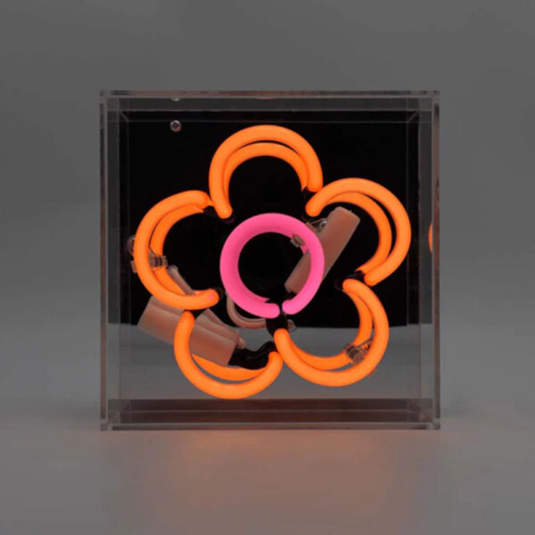 Daisy Mini Glass Neon Sign: Orange