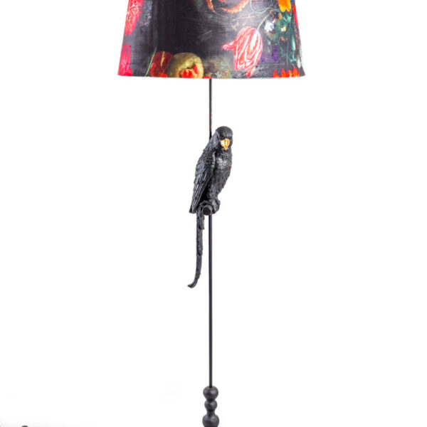 Black Floral Parrot Floor Lamp