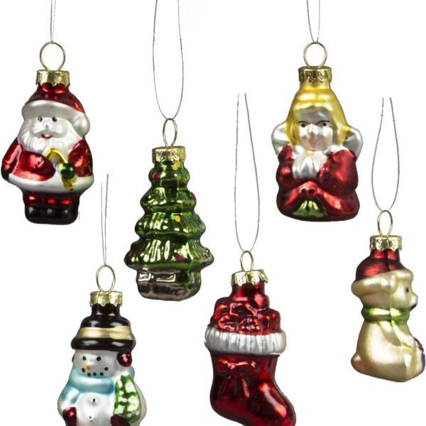 Christmas Characters Shaped Mini Baubles Set of 6