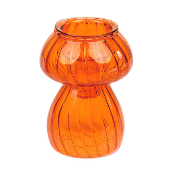 Mushroom Glass Candle Holder & Bud Vase: Orange