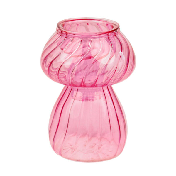 Mushroom Glass Candle Holder & Bud Vase: Pink